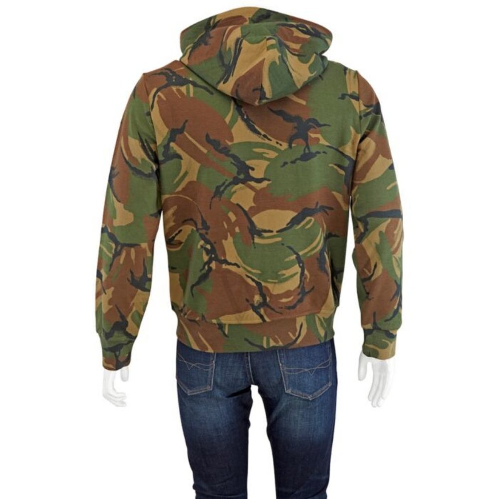 Polo Camouflage Camo Double Knit Fleece Hoodie Jacket Brown RL Green Black - Picture 3 of 14